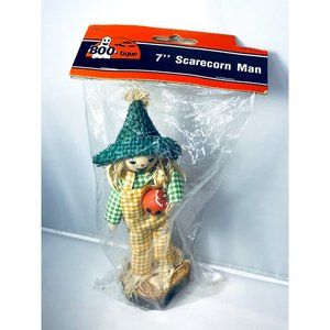 BOO-tique Halloween 7” Wooden Primitive Scarecrow With Jack-O’-Lantern Vintage
